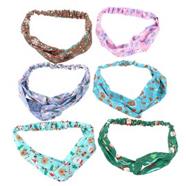 TOVINANNA 6pcs Christmas Headbands Festive Knotted Hair Wraps for Women and Girls Moisture-wicking Stretch Bands for Holiday Parties and Daily Wear Assorted Styles