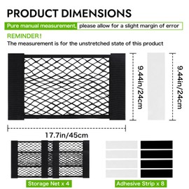 4PCS RV Cargo Storage Mesh Net,Elastic Stretchable Netting Pocket with 8 Adhesive Backing for Camper,Trailer,SUV,Truck (17.7 x 9.5 Inch)–Perfect for Holding Toiletries, Kitchen Supplies,Travel Essenti