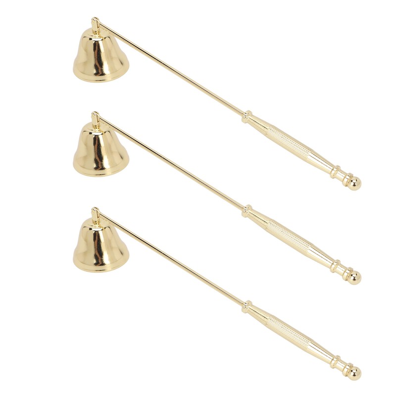 3pcs Candle Snuffer Golden Iron Plating Bell Shaped Long Handle