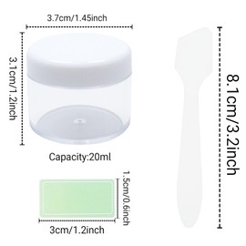 Travel Sample Pots Empty Cosmetic Jars 20ml Clear Cream Container Refillable Containers with Lids Cosmetic Pots with Spoon & Blank Label Stickers for Lotion, Concealer, Sunscreen （ 6Pcs, 20ml)