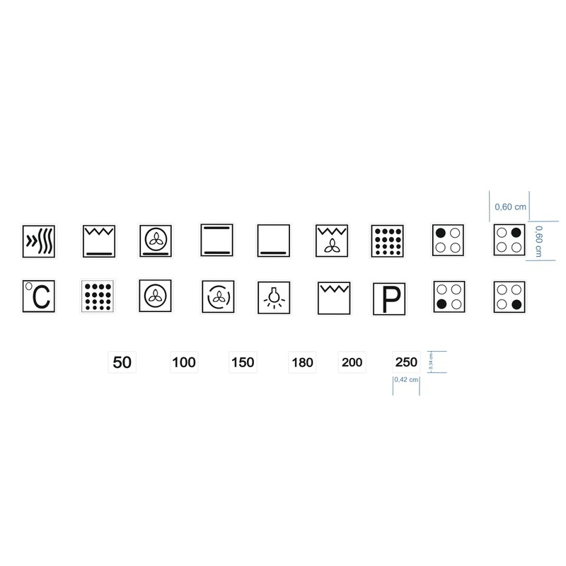 Cooker Sticker Set Cooker Symbols to Stick On (RPt5/1) (6mm)