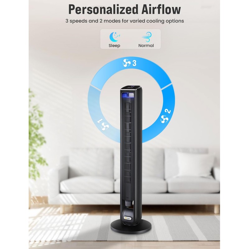 EcoNour 42-Inch Smart Tower Fan, Oscillating Cooling Fan with WiFi/Alexa/Remote