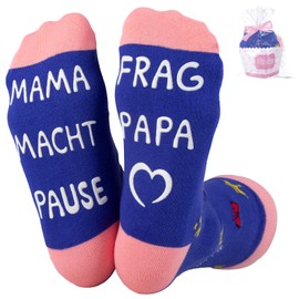 Belillpipi Gifts for Women, Funny Gifts for Mum, Colourful Socks with Saying, Funny Socks, Christmas Birthday Gift for Best Mum, Mother's Day Gift for Mum, MAMA MACHT BREAKE, FRAG PAPA