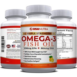 Aceite de pescado Omega 3 de 2250 mg con 1350 EPA  900 DHA de triple fuerza Wild Caught Islandia Fish Oil 120 cápsulas. Fabricado en Estados Unidos.  
