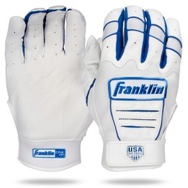 Franklin Sports USA Softball Women's Softball Batting Gloves - CFX Pro Fastpitch + Slowpitch Girls Batting Gloves - Adult + Youth Batting Glove Pair - White + Royal Blue - Adult XL
