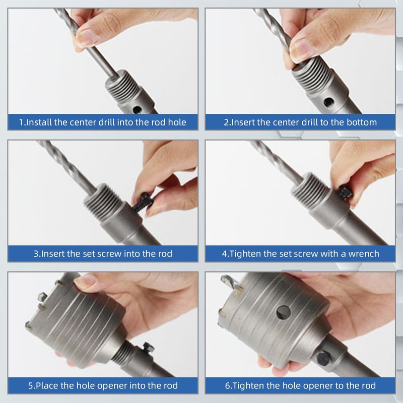 RENYU 9PCS Concrete Hole Saw Kit with SDS Plus &