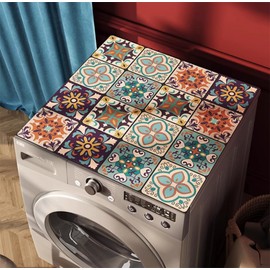 Cciphy Colorful Diatomite Washer or Dryer Cover for the Top, Cute Protector Mat for Laudry Machine Dryer, Dust-proof Washing Machine Top Cover for Home Laundry Room Kitchen, 23.6X23.6 in (Colorful-A)