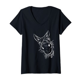 Womens Donkey Farm Lover Donkeys Funny Donkey Face V-Neck T-Shirt