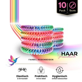 Specora - Spiral Haargummi 10er Pack - 5cm TPU bunt regenbogen