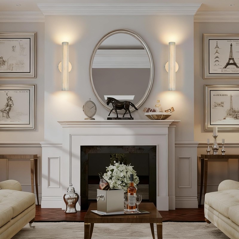 Hardwired Vintage Wall Sconce Set of Two, 3CCT Dimmable White
