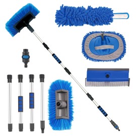 FUVLFAL 72 Car Wash Brush with Long Handle On/Off Switch for Car RV Truck Boat Wash