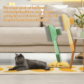 2Pcs Cat Brush, Multi-function Grooming Brushs Removes Fur with Release Button, Self-Cleaning Pet Flea Comb Grooming Brush for Massaging and Cleaning Hairs