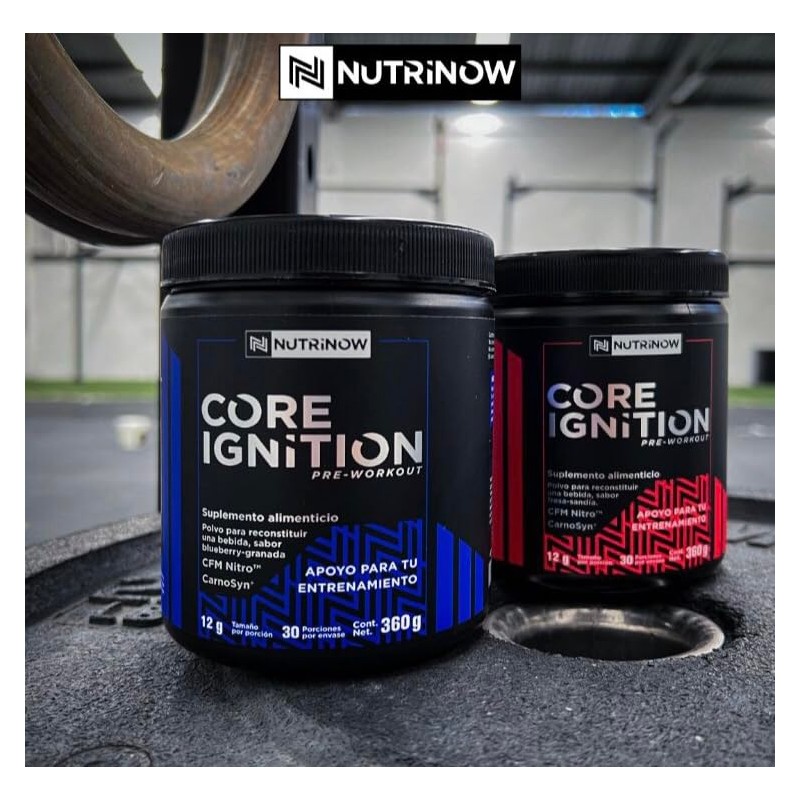 Pre Workout, Pre Entreno CORE IGNITION by NUTRINOW, sabor Blueberry-Granada,