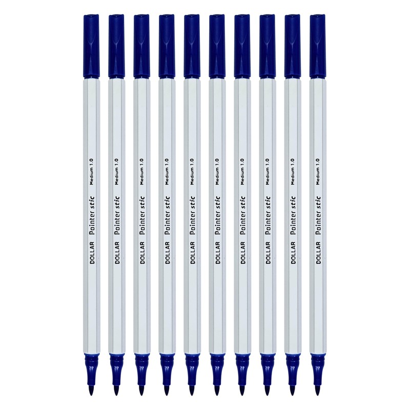 DOLLAR PointerStic Felt Tip Colouring Pens, BLUE, Medium Point (1.0mm),
