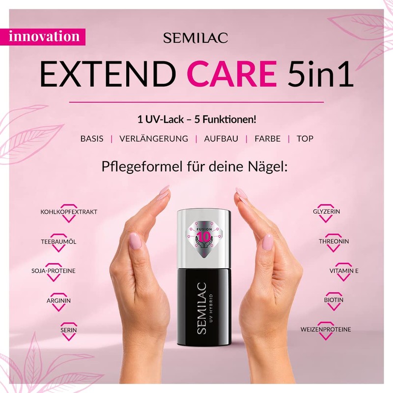 820 Semilac Extend Care 5-in-1 Light Grey 7 ml