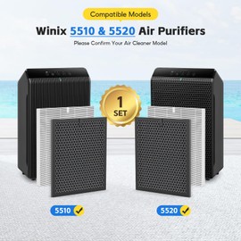 Filter Q–1712-0123-00 For Winix 5510/5520 Air Purifier Filter, Replacement for Large Room Up to 1881 Ft²/Hr, HEPA Filter+Activated Carbon Filter for Pet Dander, Smoke, Dust, Pollen