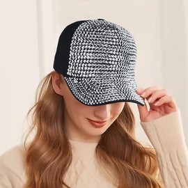 YeeHeen Studded Rhinestone Baseball Cap for Women Sparkle Bling Denim Sun Hat Casual Sports Hat Silver Black