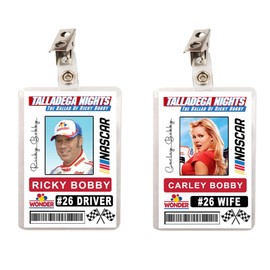 Talladega Nights Ricky Bobby & Carley Bobby Race Car Driver ID Badges Costume Prop