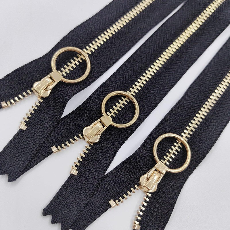10PCS 8Inch (20cm) Metal Zippers Black#3 Golden Plated Bulk Close