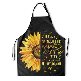 Giwawa Sunflower Butterfly Apron with 2 Pockets, Watercolor Yellow Floral Inspirational Print Adjustable Strap Waterproof Apron for Unisex Adults Women Men Chef Baking Painting Grilling BBQ