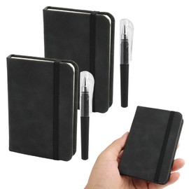Yewseas 2 PCS Taschennotizbuch Tagebuch Mit Stiften Ledereinband, Schwarz, mit 100 Seiten, Klassisches liniertes Tagebuch, strapazierfähigem Hardcover für Arbeit, College und persönliche Notizen