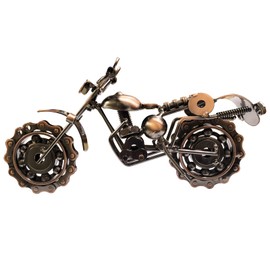 Young Wolf Metal Motorcycle Bike Retro Vintage Tone Handcrafted Handmade Metal Model Chainwheel Ornament Art Sculptures Collectible Gift (Bronze)