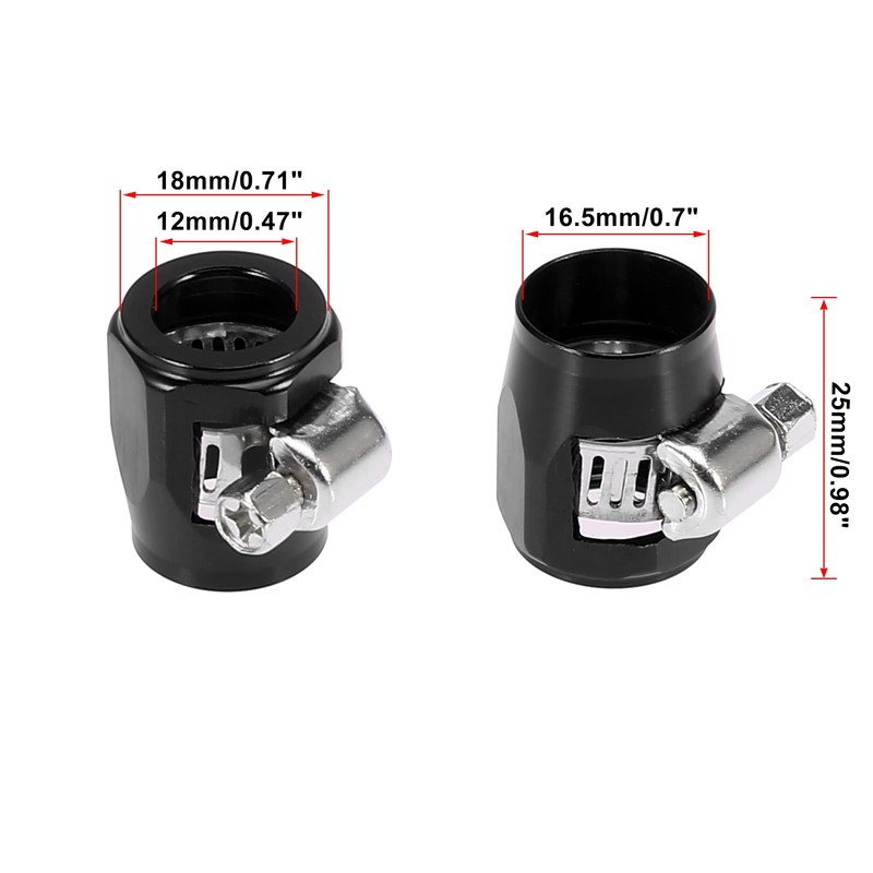 X AUTOHAUX 4pcs AN6 Hex Black Car Hose Finisher Clamp