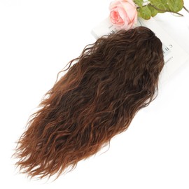 Isaic Ponytail Extension 18Inch Claw Clip Ponytail Extension Long Wavy Lightweight Fluffy Clip on Ponytails for Women Omber Medium Auburn Synthetic Hair Extensions Layered Pony Tails Hair Extensions