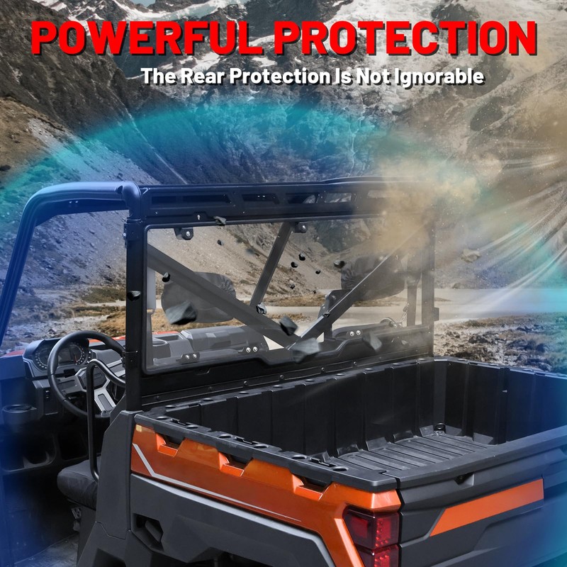 StarknightMT Ranger 1000 Rear Windshield, Clear Back Window Rear Window