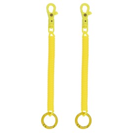 PATIKIL Retractable Coil Springs Keychain, 2 Pack Anti-lost Key Chain Holder Lanyard Cord with Metal Lobster Clasp Keyring for Keys Wallet, Yellow