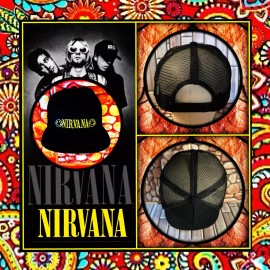 NIRVANA PATCHED BLACK SNAPBACK TRUCKER HAT