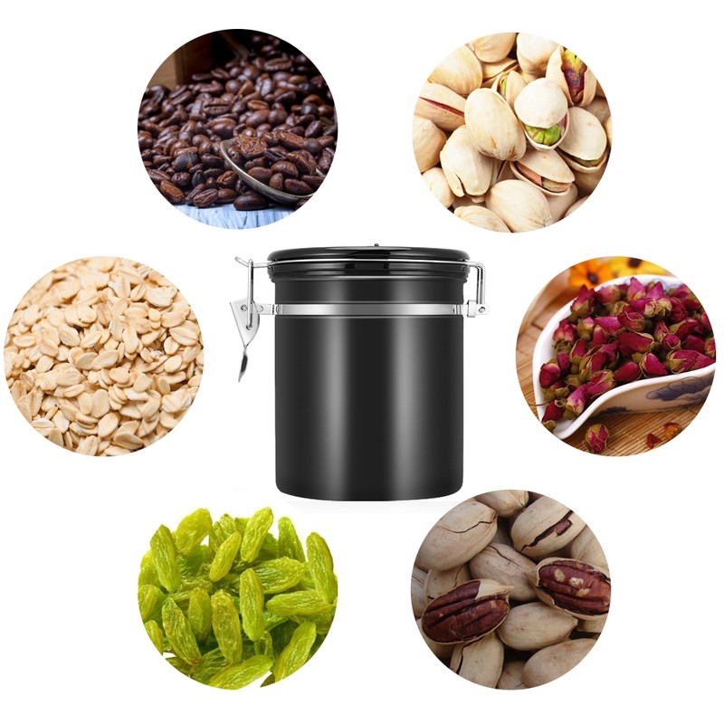 1.5L 304 Stainless Steel Airtight Coffee Beans Container Storage Canister