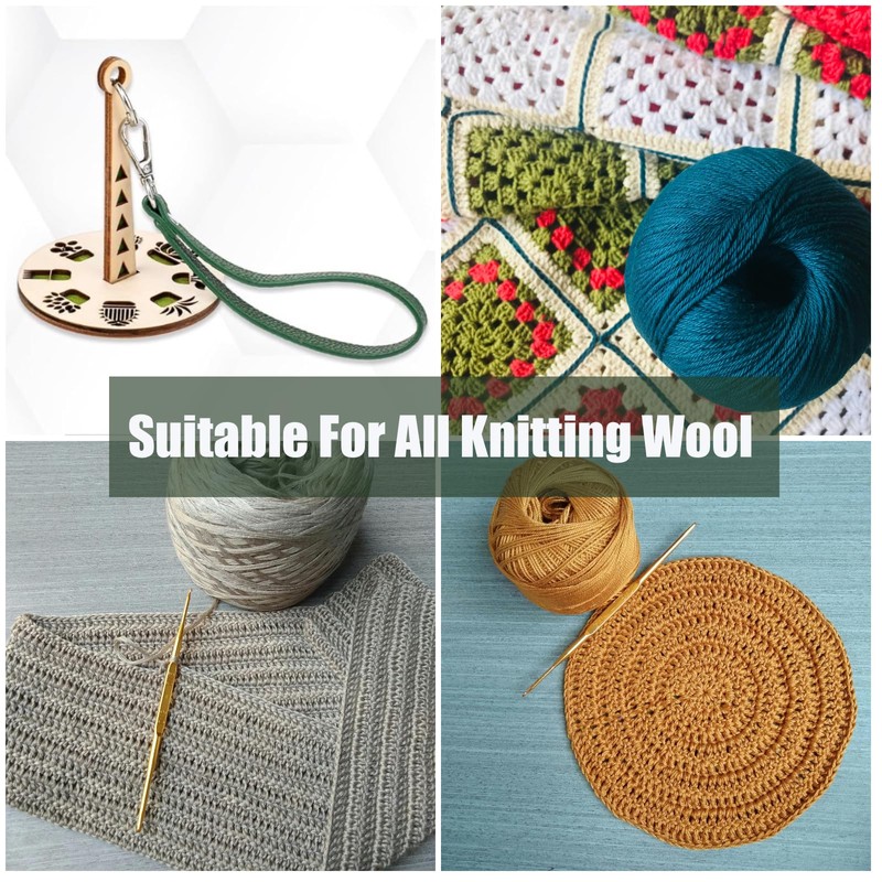 Fertrey Portable Wooden Wrist Yarn Holder with Leather Strap, Knitting