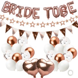 Hen Party Decoration, Rose Gold Hen Do Decorations Hen Do Party Accessories with 1 Bride to Be Balloons, 2 Garland, 22 Latex Hen Party Balloons, 2 Foil Balloons for Bride To Be Decorations