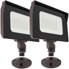 2PACK Dusk to Dawn 40W Outdoor LED Flood Light with 1/2" Knuckle Mount (Plate Included), 5000K 5200LM 120V, ETL Waterproof LED Security Flood Lighting for Sign/Flagpole/Tree/Yards/Advertising Boards