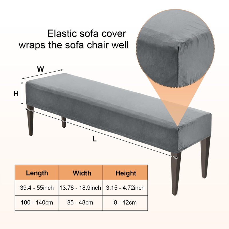 M METERXITY Dining Bench Cover,for 39.4 to 55" Length [Dark