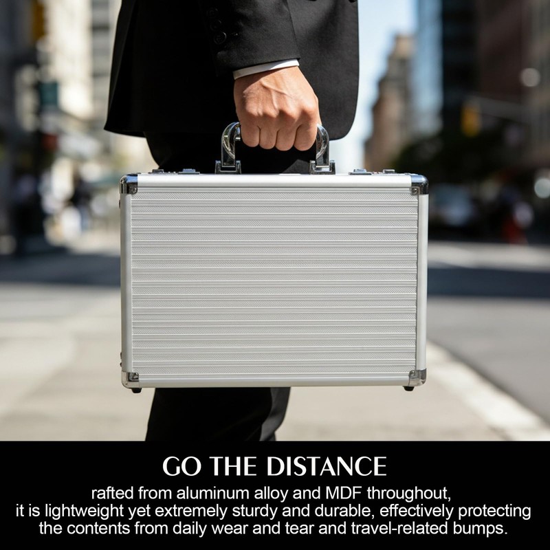 BAGAKE Locking Briefcase, Metal Brief case with Dual Combination, Aluminum