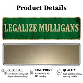 KIOZIY Legalize Mulligans 4" x 16" Funny Tin Sign, Golf Accessory Clubhouse Decor Man Cave Sports Bar Wall Art