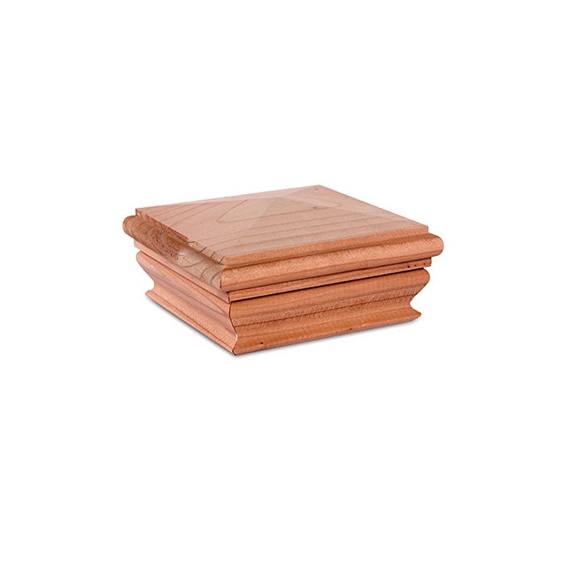 Woodway Pyramid Post Cap, fits 3.5" Post, in Premium Redwood,