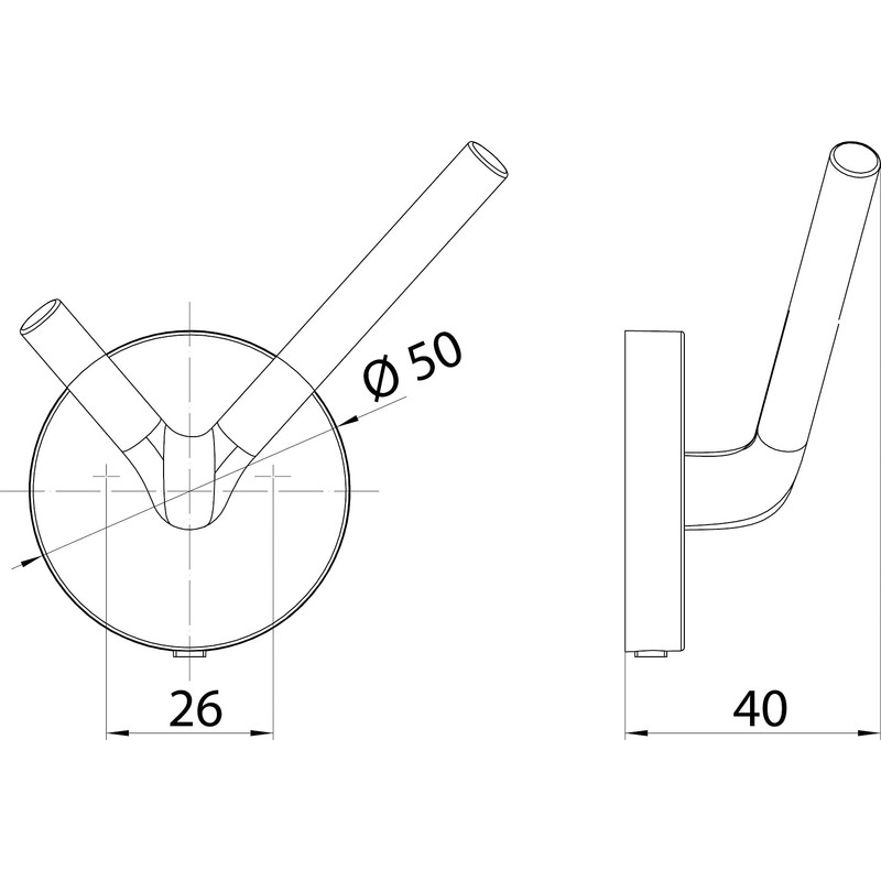 Emco Round Wall Mounted Double Hook Easy Care Aluminium 2