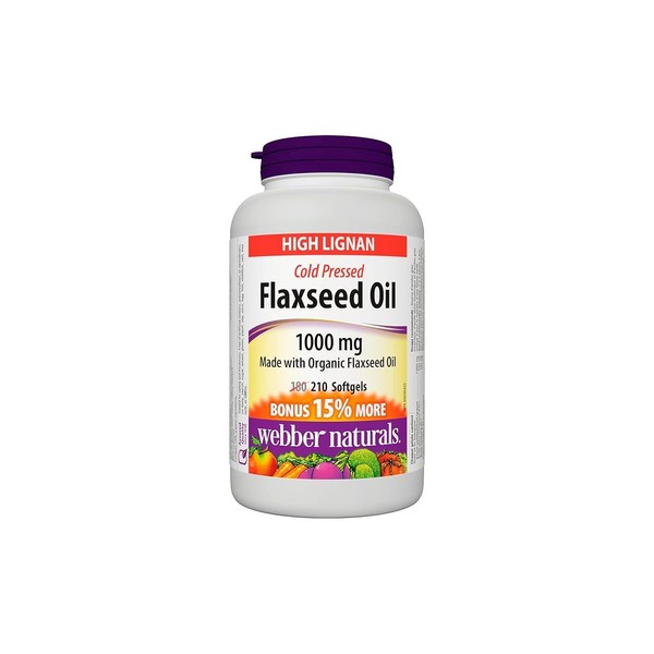 Webber Naturals Flaxseed Oil 1000 mg, 210 Softgels, Plant Source