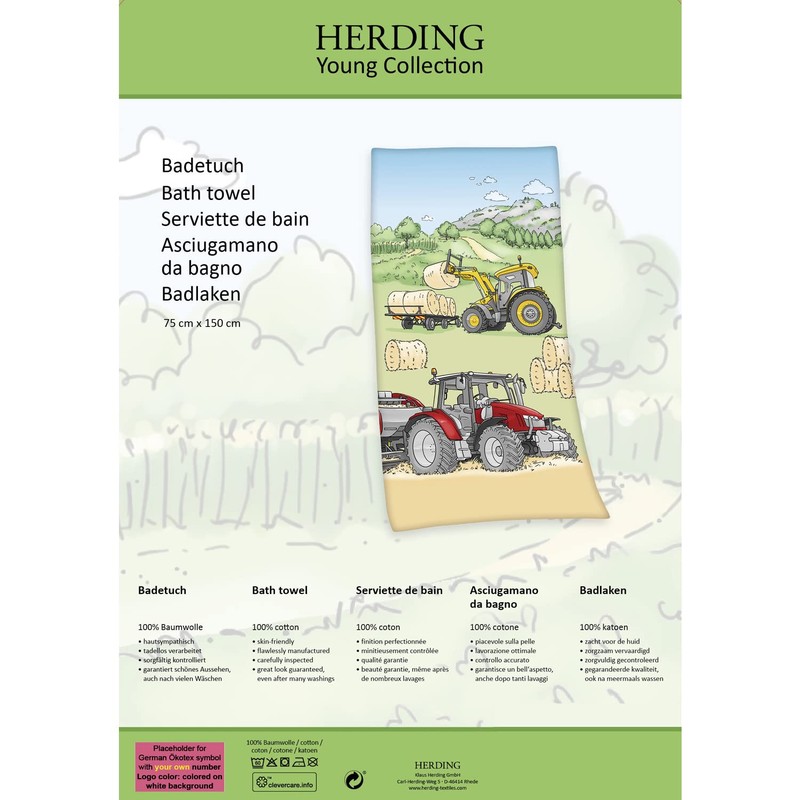 Klaus Herding GmbH Tractor Velour Towel, Multicoloured, 75 x 150