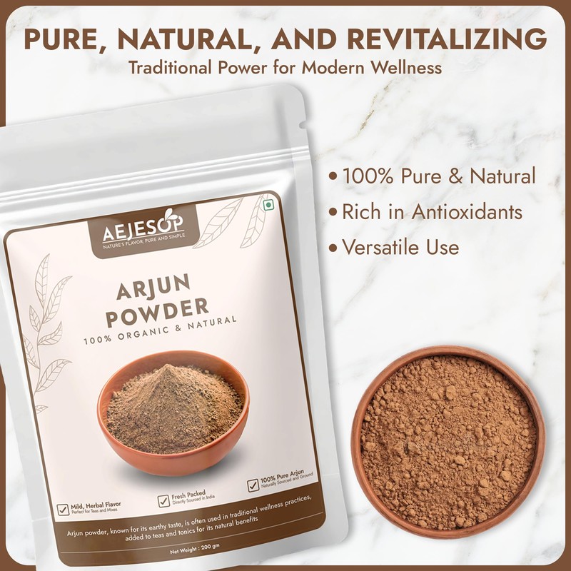 AEJESOP Arjuna Powder, Arjun Bark Powder, 7 oz (200g)