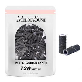MelodySusie 120 Pcs Nail Drill Bits Small Sanding Bands for 3.1mm Mandrel Bit, 240 Extreme Fine Grit Nail File for Acrylic Nails Gel Manicures and Pedicure, Black (Only Sanding Bands)