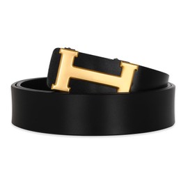 Aurolran Men&Womens Leather Dress Belt Business Automatic Buckle Belt Color-Black Silver Gold