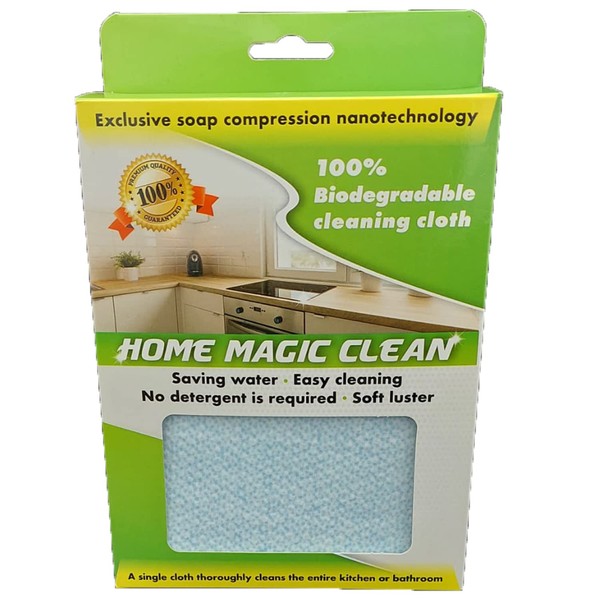 Magic Clean for Home Use - Bio-Degradable Multipurpose Cleaner Wipes with Slow Release Soap Imbedded in the Wipe, Water Saving, Clean up to 215 Sq/f per Cleaning Cloth. No Additional Detergent Required (1-pack) Each Pack Contains 6 Magic Wipes & 1 Microfiber Cloth