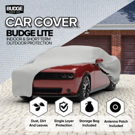 Budge Lite Car Cover, Indoor Protection, Breathable Dustproof Cover, Fits Mid-Size Sedans up to 200 Inches, Gray, Size 3