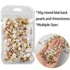 Loghohu 50g Mix Flatback Pearls and Rhinestones, Flat Back Rhinestones