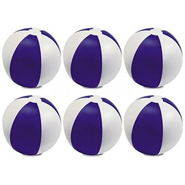 eBuyGB Pack of 6 Inflatable Colour Beach Ball Pool Game, Purple, 22cm / 9"