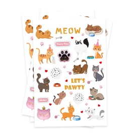 Cranight Cat Tattoo Children, 75 Glitter Large Tattoo Stickers, Skin-Friendly, Temporary Children's Tattoos, Fake Tattoo, Children's Birthday Party Favours